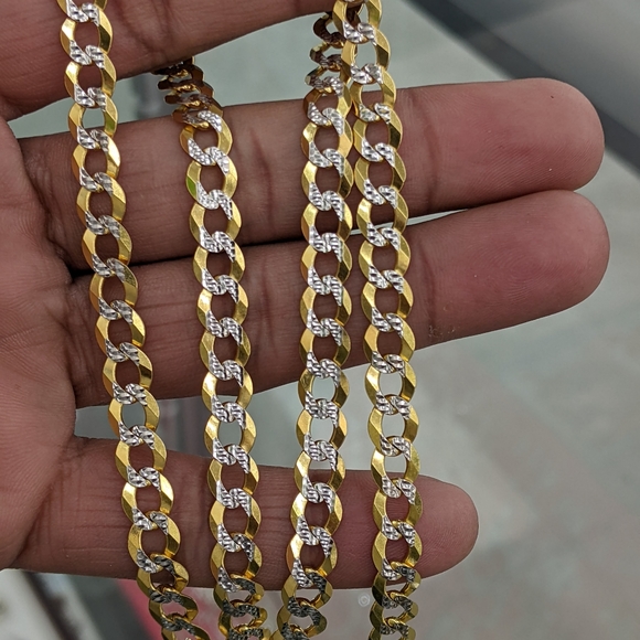 14kt Real Solid Gold Cuban Curb Diamond Cut Chain 24 inch